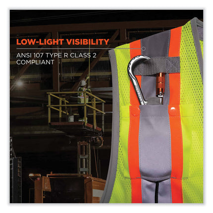 GloWear 8231TVK Class 2 Hi-Vis Tool Tethering Safety Vest Kit, Polyester, Small/Medium, Lime