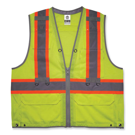 GloWear 8231TVK Class 2 Hi-Vis Tool Tethering Safety Vest Kit, Polyester, 2X-Large/3X-Large, Lime
