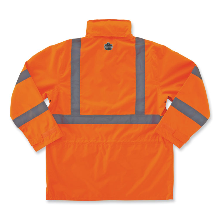 GloWear 8365 Class 3 Hi-Vis Rain Jacket, Polyester, Large, Orange