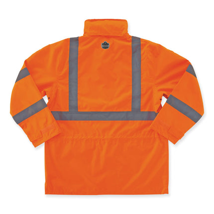 GloWear 8365 Class 3 Hi-Vis Rain Jacket, Polyester, X-Large, Orange