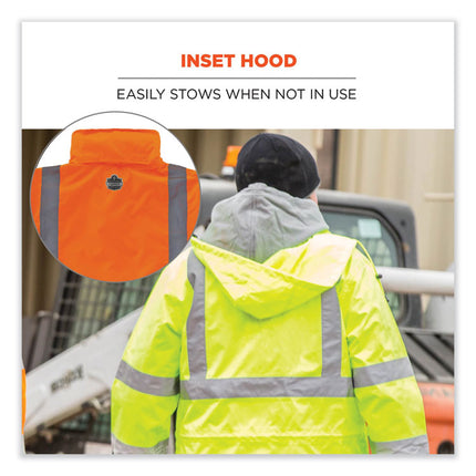 GloWear 8365 Class 3 Hi-Vis Rain Jacket, Polyester, 2X-Large, Orange