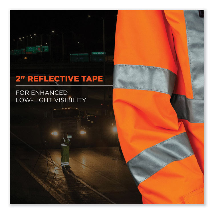 GloWear 8365 Class 3 Hi-Vis Rain Jacket, Polyester, 3X-Large, Orange