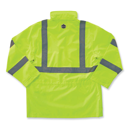 GloWear 8365 Class 3 Hi-Vis Rain Jacket, Polyester, Small, Lime