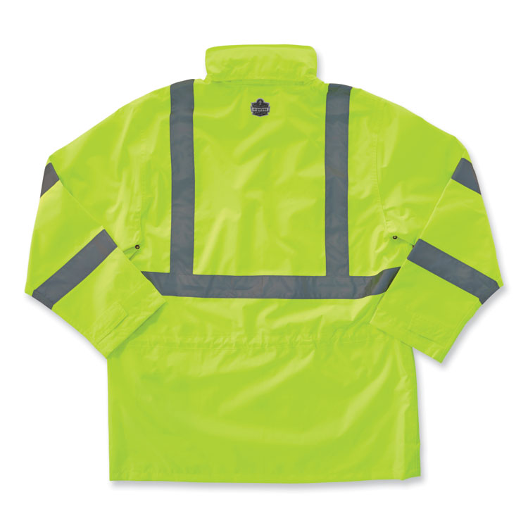 GloWear 8365 Class 3 Hi-Vis Rain Jacket, Polyester, Small, Lime
