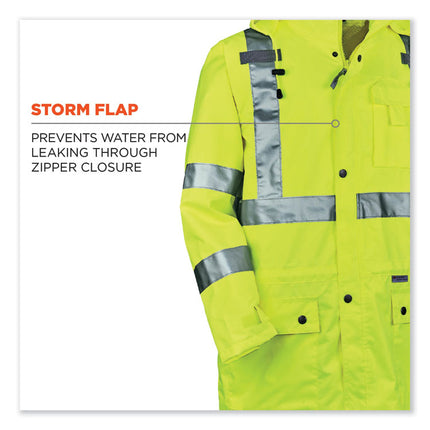 GloWear 8365 Class 3 Hi-Vis Rain Jacket, Polyester, Small, Lime