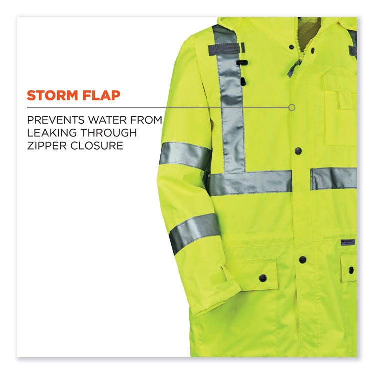 GloWear 8365 Class 3 Hi-Vis Rain Jacket, Polyester, Medium, Lime
