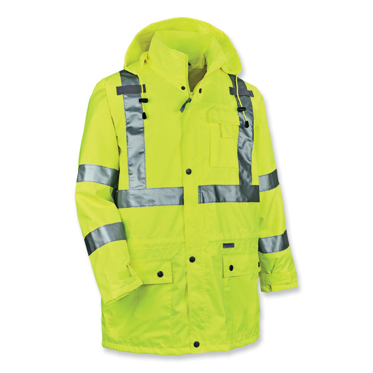 GloWear 8365 Class 3 Hi-Vis Rain Jacket, Polyester, Medium, Lime