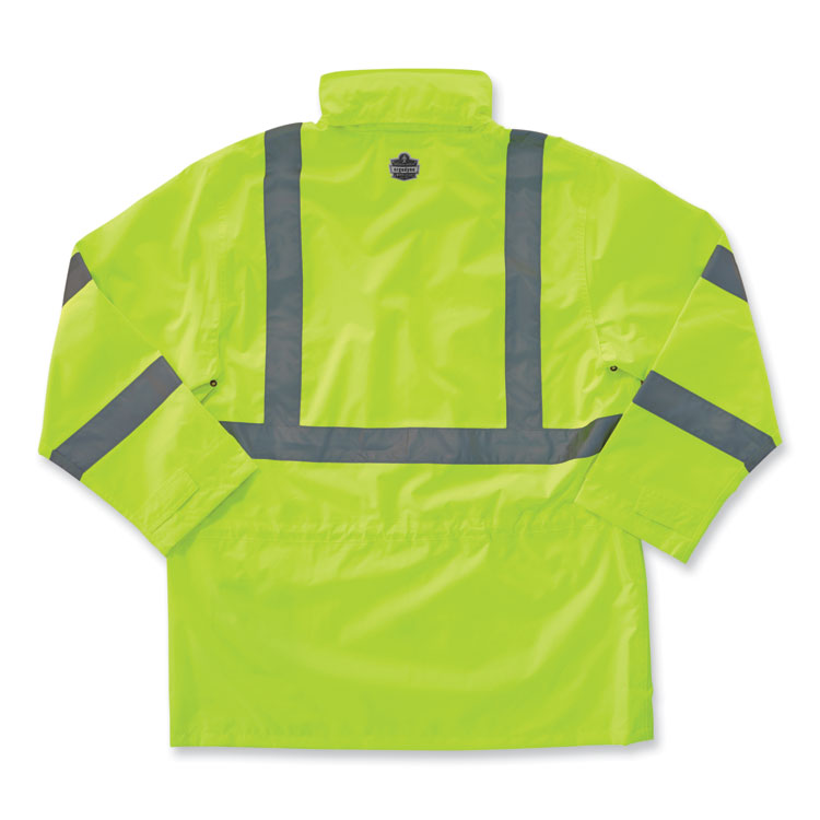 GloWear 8365 Class 3 Hi-Vis Rain Jacket, Polyester, Large, Lime