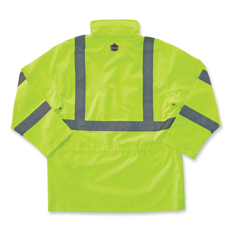 GloWear 8365 Class 3 Hi-Vis Rain Jacket, Polyester, X-Large, Lime