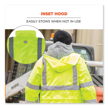 GloWear 8365 Class 3 Hi-Vis Rain Jacket, Polyester, 2X-Large, Lime