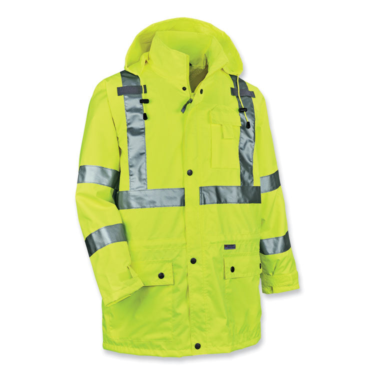 GloWear 8365 Class 3 Hi-Vis Rain Jacket, Polyester, 2X-Large, Lime