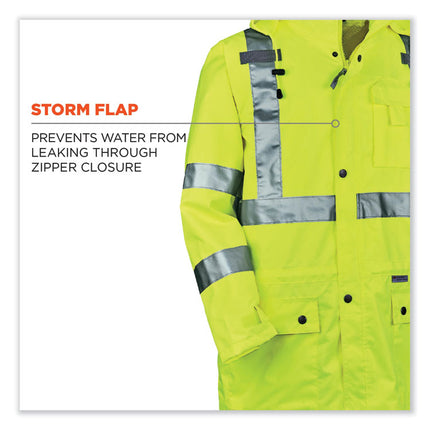 GloWear 8365 Class 3 Hi-Vis Rain Jacket, Polyester, 3X-Large, Lime