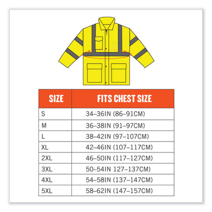 GloWear 8365 Class 3 Hi-Vis Rain Jacket, Polyester, 3X-Large, Lime