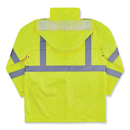 GloWear 8366 Class 3 Lightweight Hi-Vis Rain Jacket, Polyester, Small, Lime