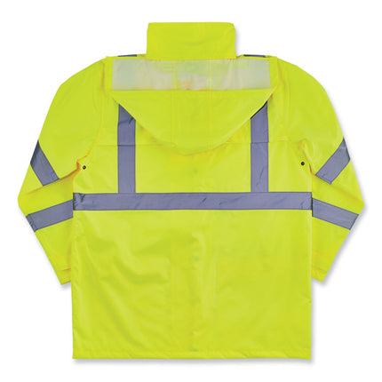 GloWear 8366 Class 3 Lightweight Hi-Vis Rain Jacket, Polyester, Medium, Lime