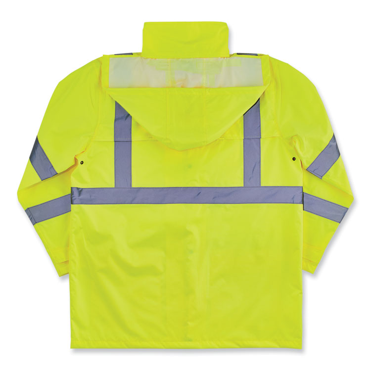GloWear 8366 Class 3 Lightweight Hi-Vis Rain Jacket, Polyester, Medium, Lime