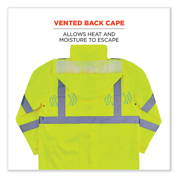 GloWear 8366 Class 3 Lightweight Hi-Vis Rain Jacket, Polyester, Large, Lime