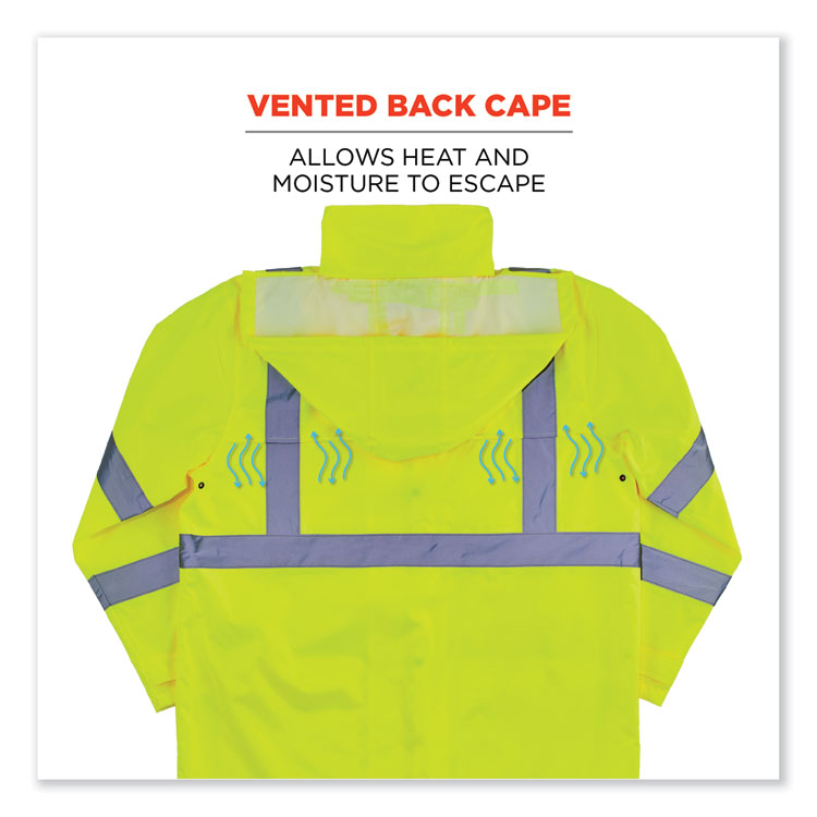 GloWear 8366 Class 3 Lightweight Hi-Vis Rain Jacket, Polyester, X-Large, Lime
