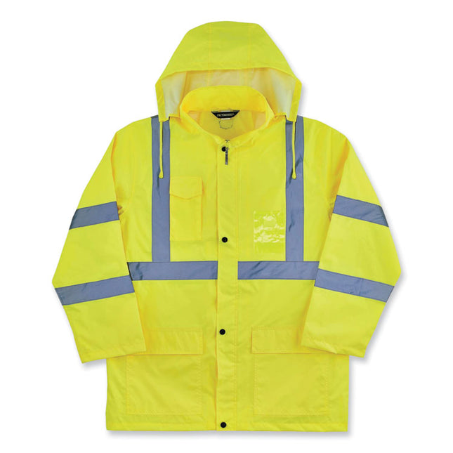 GloWear 8366 Class 3 Lightweight Hi-Vis Rain Jacket, Polyester, X-Large, Lime