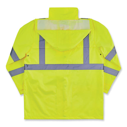 GloWear 8366 Class 3 Lightweight Hi-Vis Rain Jacket, Polyester, 2X-Large, Lime