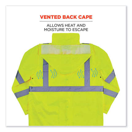 GloWear 8366 Class 3 Lightweight Hi-Vis Rain Jacket, Polyester, 2X-Large, Lime