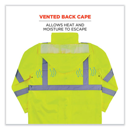 GloWear 8366 Class 3 Lightweight Hi-Vis Rain Jacket, Polyester, 3X-Large, Lime
