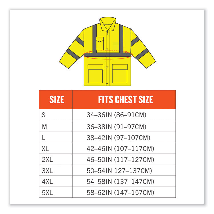 GloWear 8366 Class 3 Lightweight Hi-Vis Rain Jacket, Polyester, 3X-Large, Lime