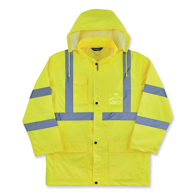 GloWear 8366 Class 3 Lightweight Hi-Vis Rain Jacket, Polyester, 3X-Large, Lime