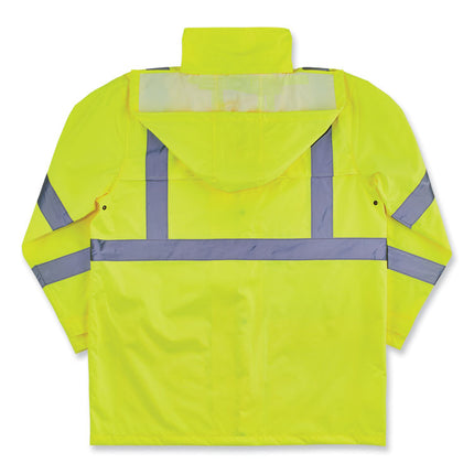 GloWear 8366 Class 3 Lightweight Hi-Vis Rain Jacket, Polyester, 4X-Large, Lime