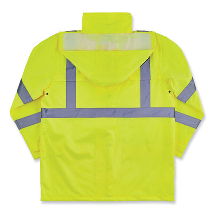 GloWear 8366 Class 3 Lightweight Hi-Vis Rain Jacket, Polyester, 5X-Large, Lime