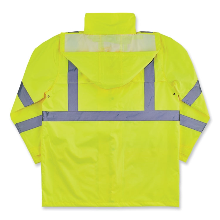 GloWear 8366 Class 3 Lightweight Hi-Vis Rain Jacket, Polyester, 5X-Large, Lime