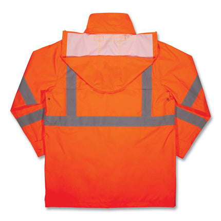 GloWear 8366 Class 3 Lightweight Hi-Vis Rain Jacket, Polyester, Small, Orange