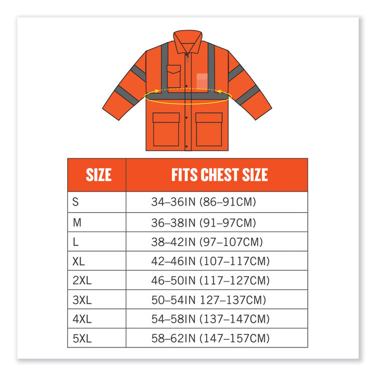 GloWear 8366 Class 3 Lightweight Hi-Vis Rain Jacket, Polyester, Small, Orange
