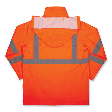 GloWear 8366 Class 3 Lightweight Hi-Vis Rain Jacket, Polyester, Large, Orange