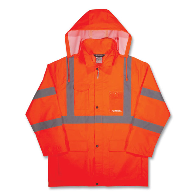 GloWear 8366 Class 3 Lightweight Hi-Vis Rain Jacket, Polyester, X-Large, Orange