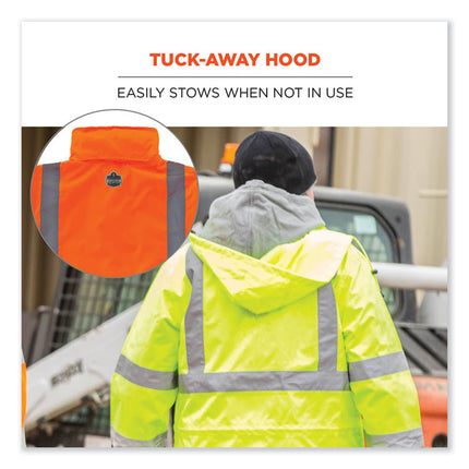 GloWear 8366 Class 3 Lightweight Hi-Vis Rain Jacket, Polyester, 4X-Large, Orange