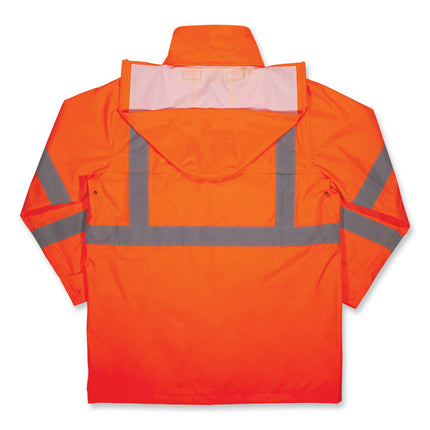 GloWear 8366 Class 3 Lightweight Hi-Vis Rain Jacket, Polyester, 5X-Large, Orange