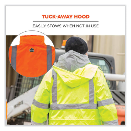 GloWear 8366 Class 3 Lightweight Hi-Vis Rain Jacket, Polyester, 5X-Large, Orange