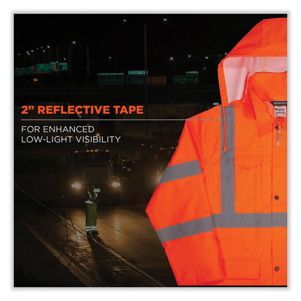 GloWear 8366 Class 3 Lightweight Hi-Vis Rain Jacket, Polyester, 5X-Large, Orange