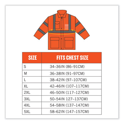 GloWear 8366 Class 3 Lightweight Hi-Vis Rain Jacket, Polyester, 5X-Large, Orange