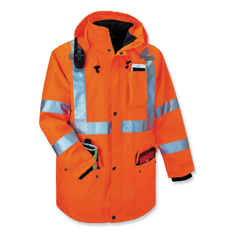 GloWear 8385 Class 3 Hi-Vis 4-in-1 Jacket, Medium, Orange