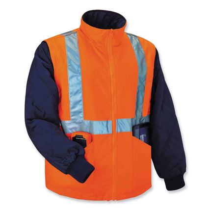 GloWear 8385 Class 3 Hi-Vis 4-in-1 Jacket, Large, Orange