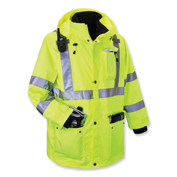 GloWear 8385 Class 3 Hi-Vis 4-in-1 Jacket, Small, Lime