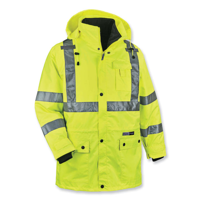 GloWear 8385 Class 3 Hi-Vis 4-in-1 Jacket, Small, Lime