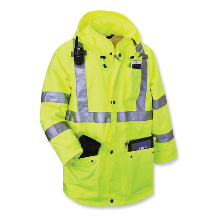 GloWear 8385 Class 3 Hi-Vis 4-in-1 Jacket, Large, Lime