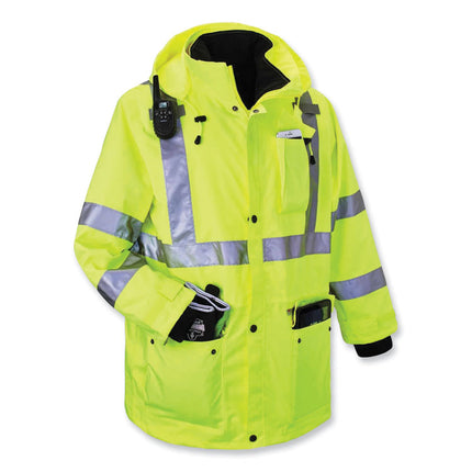 GloWear 8385 Class 3 Hi-Vis 4-in-1 Jacket, 2X-Large, Lime