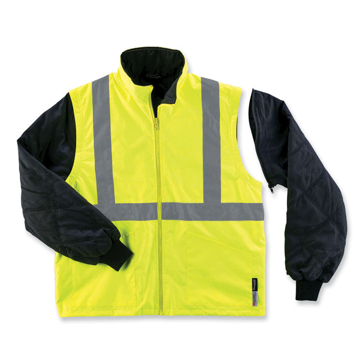 GloWear 8385 Class 3 Hi-Vis 4-in-1 Jacket, 5X-Large, Lime
