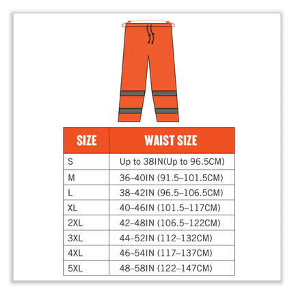 GloWear 8915 Class E Hi-Vis Rain Pants, Large, Orange