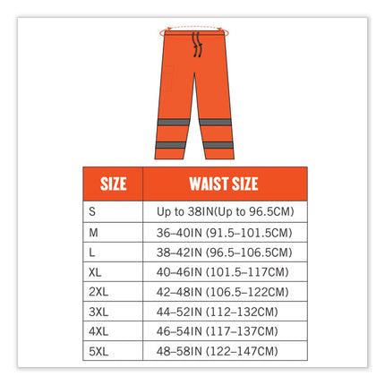 GloWear 8915 Class E Hi-Vis Rain Pants, X-Large, Orange