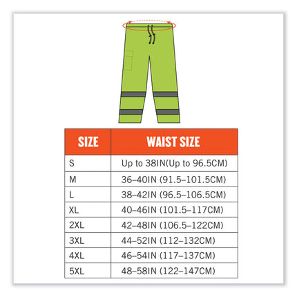 GloWear 8915 Class E Hi-Vis Rain Pants, Medium, Lime